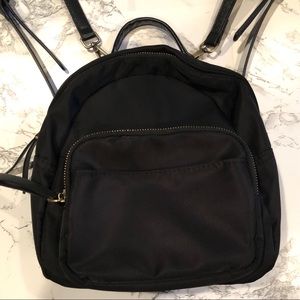 Black nylon mini backpack